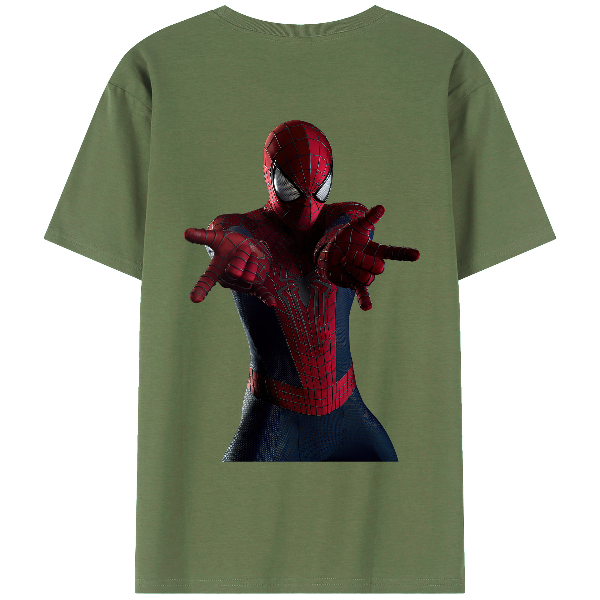 （画像用） Spider Man スパイダーマン 綿100％ メンズ半袖Tシャツ（バックプリント） 通気性